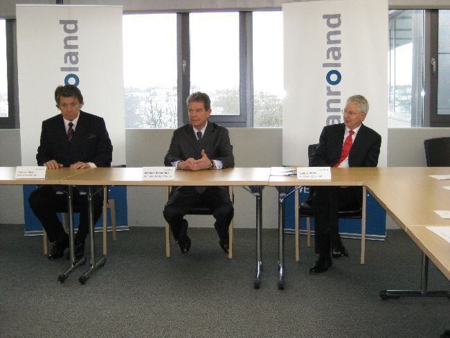 Pressegepräch mit den beiden Investoren von manroland. Fotos: B4BSCHWABEN. Pressegepräch mit den beiden Investoren von manroland