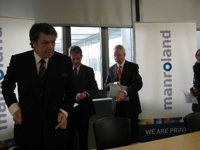 Pressegepräch mit den beiden Investoren von manroland. Fotos: B4BSCHWABEN. Pressegepräch mit den beiden Investoren von manroland