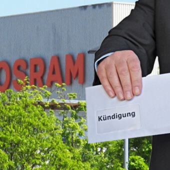 OSRAM baut in Augsburg 350 Stellen ab, © Bild: Fotomontage B4B SCHWABEN/ FM2- Fotolia.com