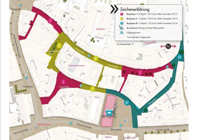 In drei Bauphasen wird die Fußgängerzone in Augsburg erneuert, Bild: projekt augsburg city