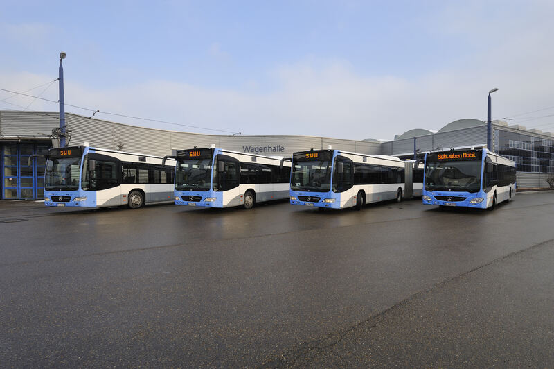 Vier fabrikneue Mercedes-Busse ergänzen den Fuhrpark der Schwaben Mobil Nahverkehr, Foto: SWU