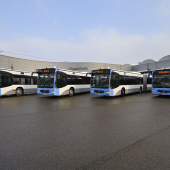 Vier fabrikneue Mercedes-Busse ergänzen den Fuhrpark der Schwaben Mobil Nahverkehr, Foto: SWU