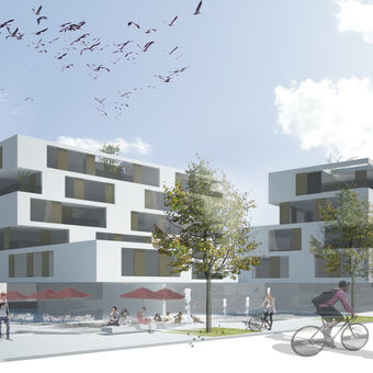 Illustrationen der geplanten Bebauung, Foto: Sparkasse Neu-Ulm – Illertissen