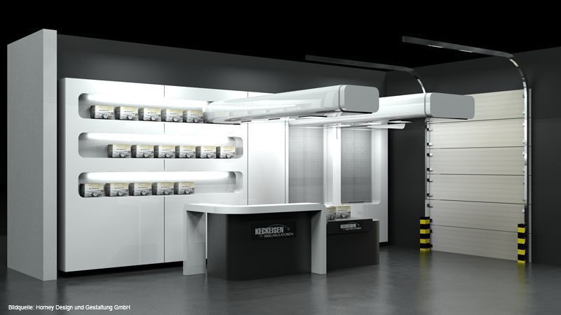 Die Shoplösung für den neuen Verkaufsraum der Firma Keckeisen. Foto: Horney Design und Gestaltung GmbH