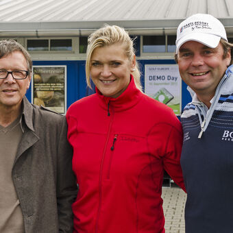 Gerhard Reiter, Susi Erdmann und Felix Lubenau beim AUGSBURGER GOLFTAG, Foto: Messe Augsburg