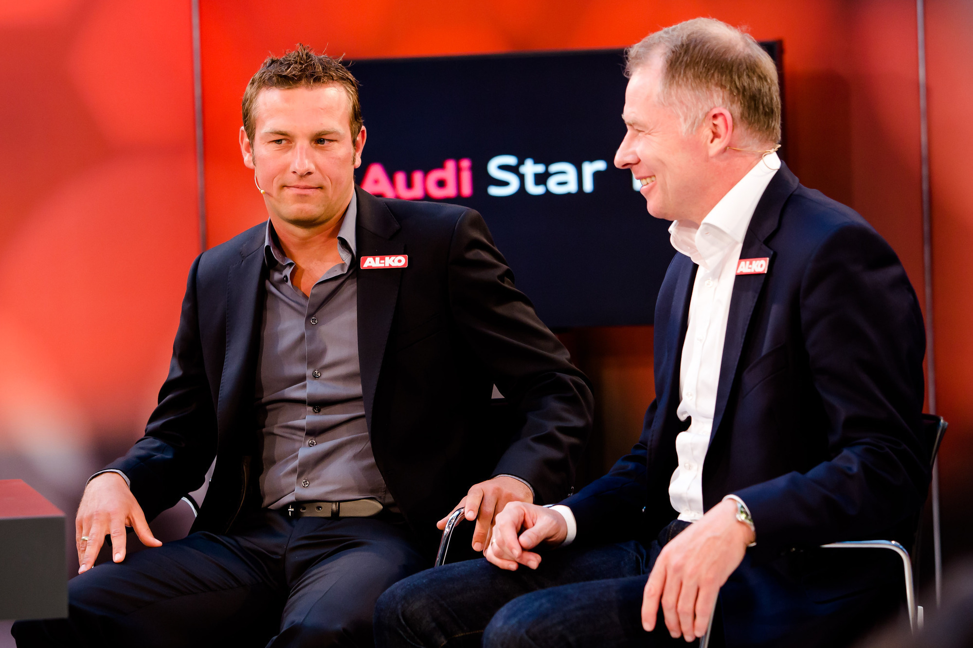 Stefan Reuter und Markus Weinzierl beim Audi Star Talk im Audi Zentrum Augsburg, Foto: KG Media Factory GmbH