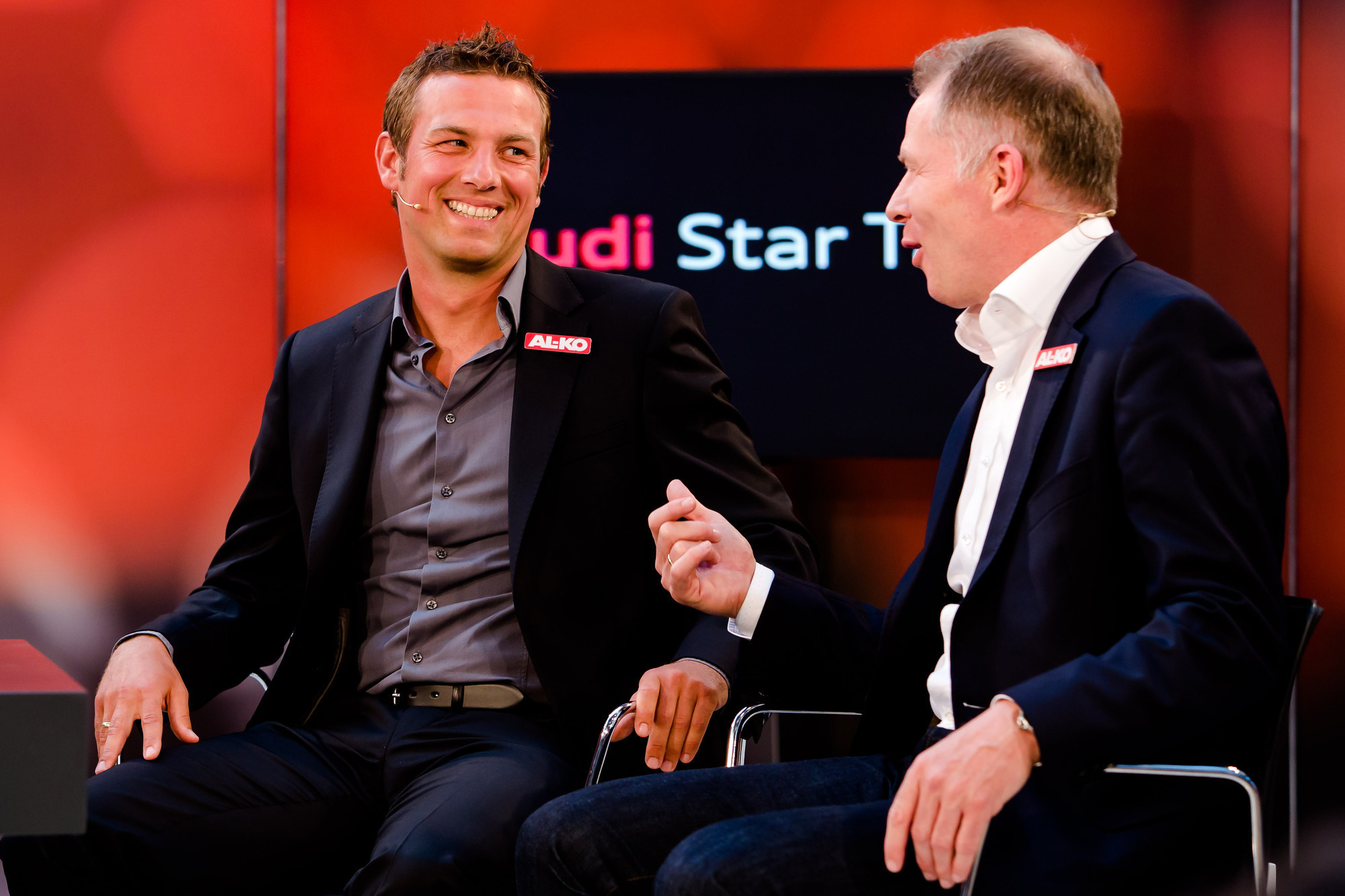 Stefan Reuter und Markus Weinzierl beim Audi Star Talk im Audi Zentrum Augsburg, Foto: KG Media Factory GmbH