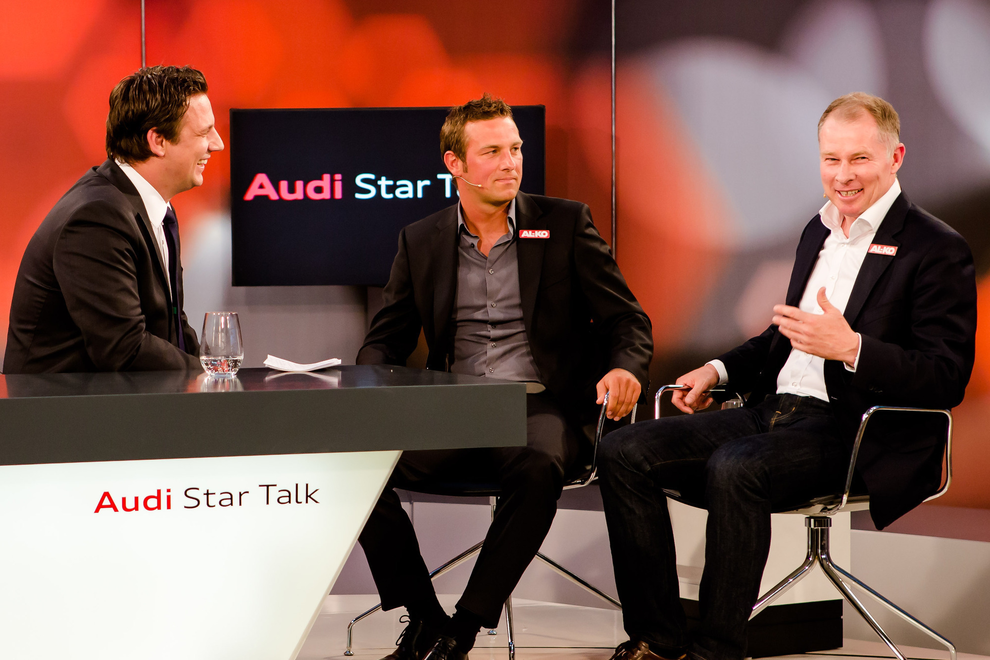 Stefan Reuter und Markus Weinzierl beim Audi Star Talk im Audi Zentrum Augsburg, Foto: KG Media Factory GmbH