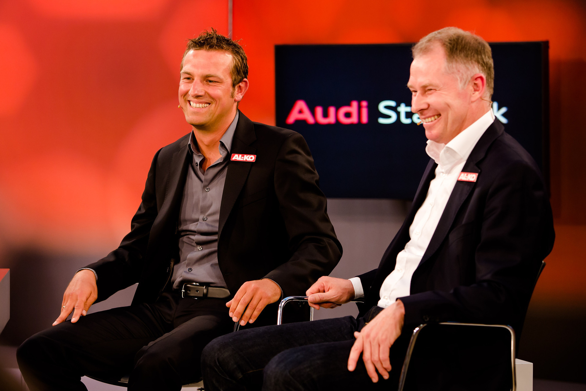 Stefan Reuter und Markus Weinzierl beim Audi Star Talk im Audi Zentrum Augsburg, Foto: KG Media Factory GmbH