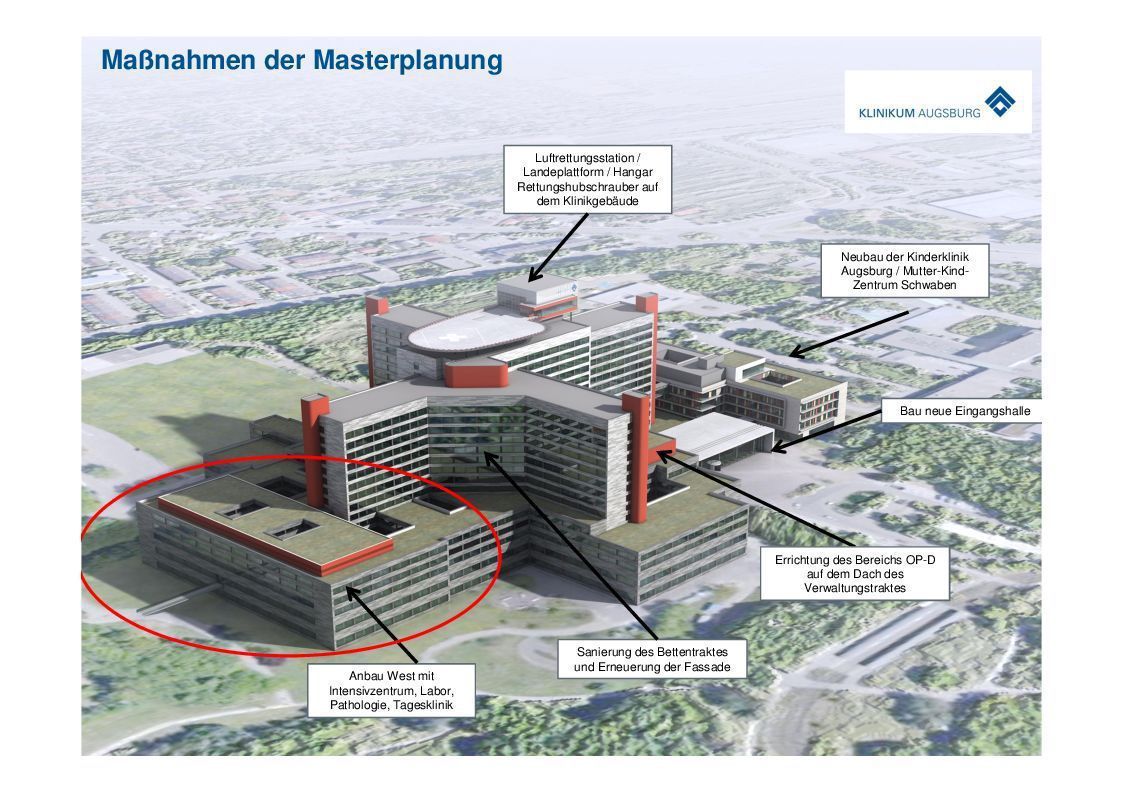 Im "Anbau West" sollen Institute des Klinikums effektiv zusammengeführt werden, Foto: Klinikum Augsburg