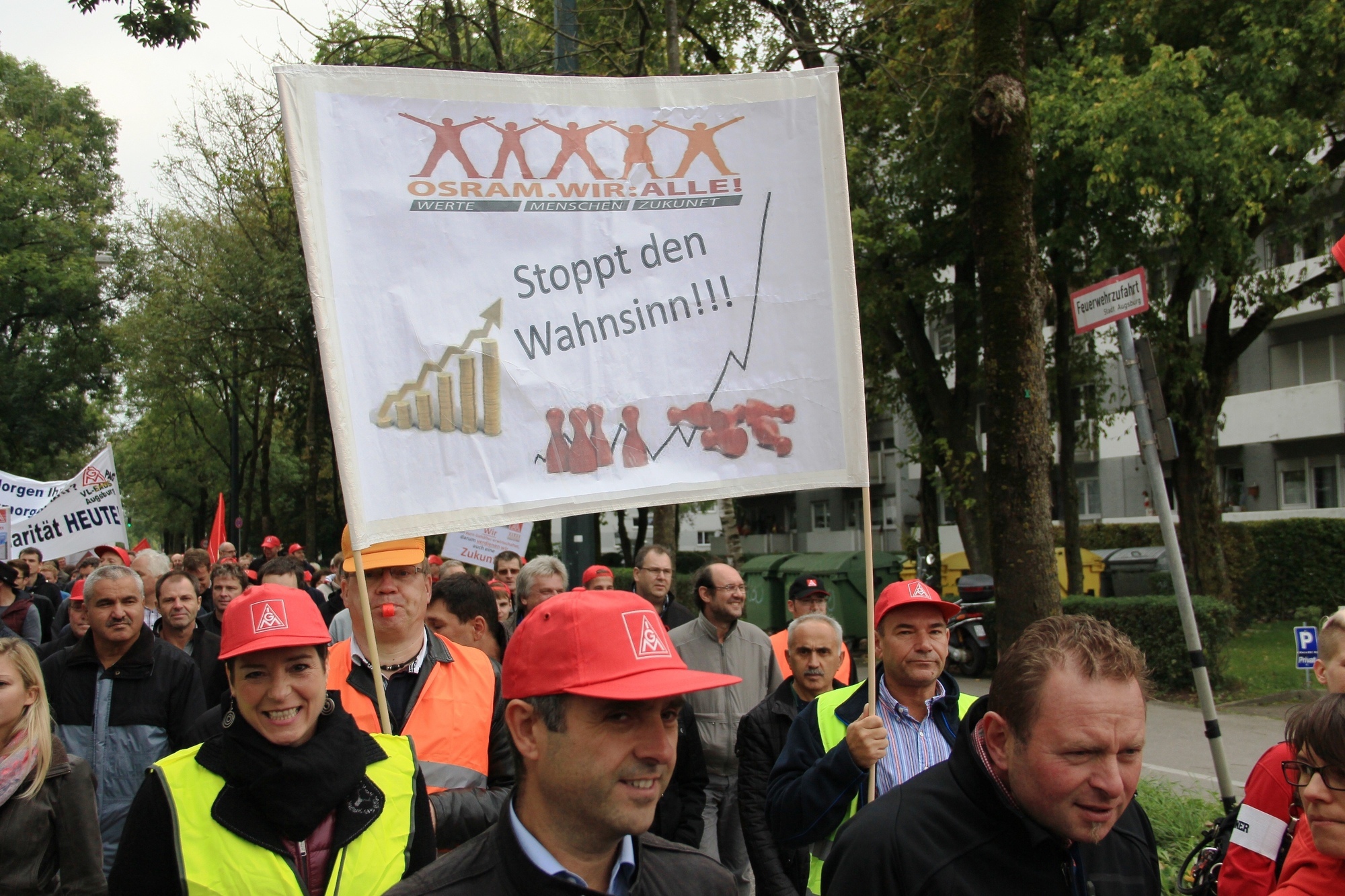 Die OSRAM Mitarbeiter streiken. Foto: IG Metall
