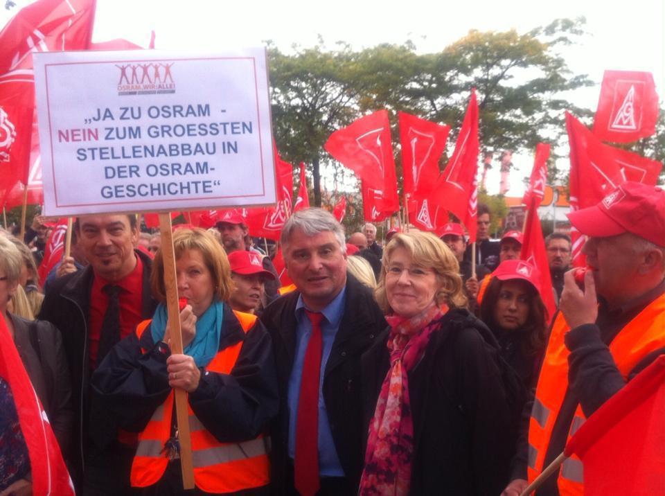 Die OSRAM Mitarbeiter streiken. Foto: IG Metall