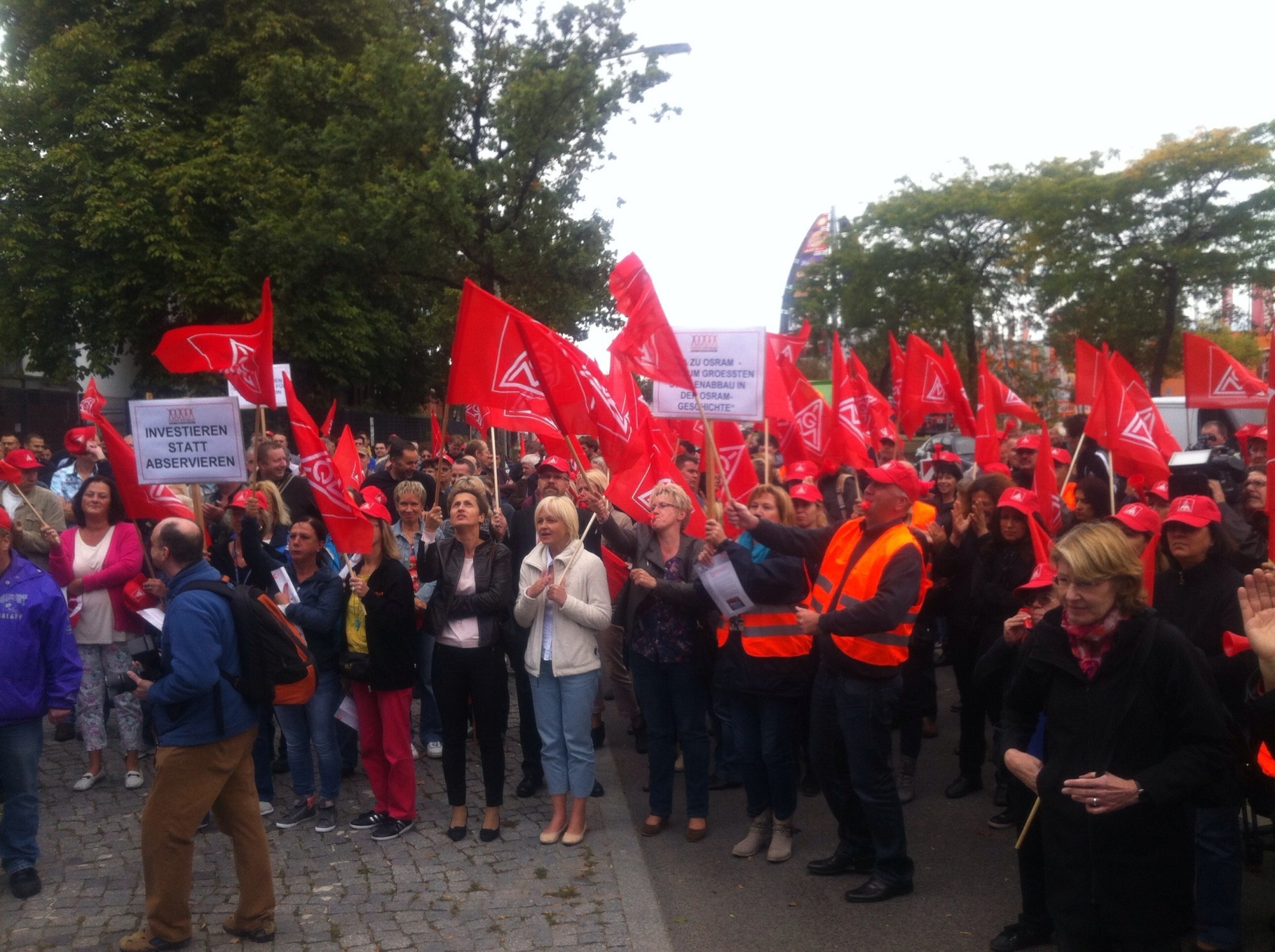 Die OSRAM Mitarbeiter streiken. Foto: IG Metall