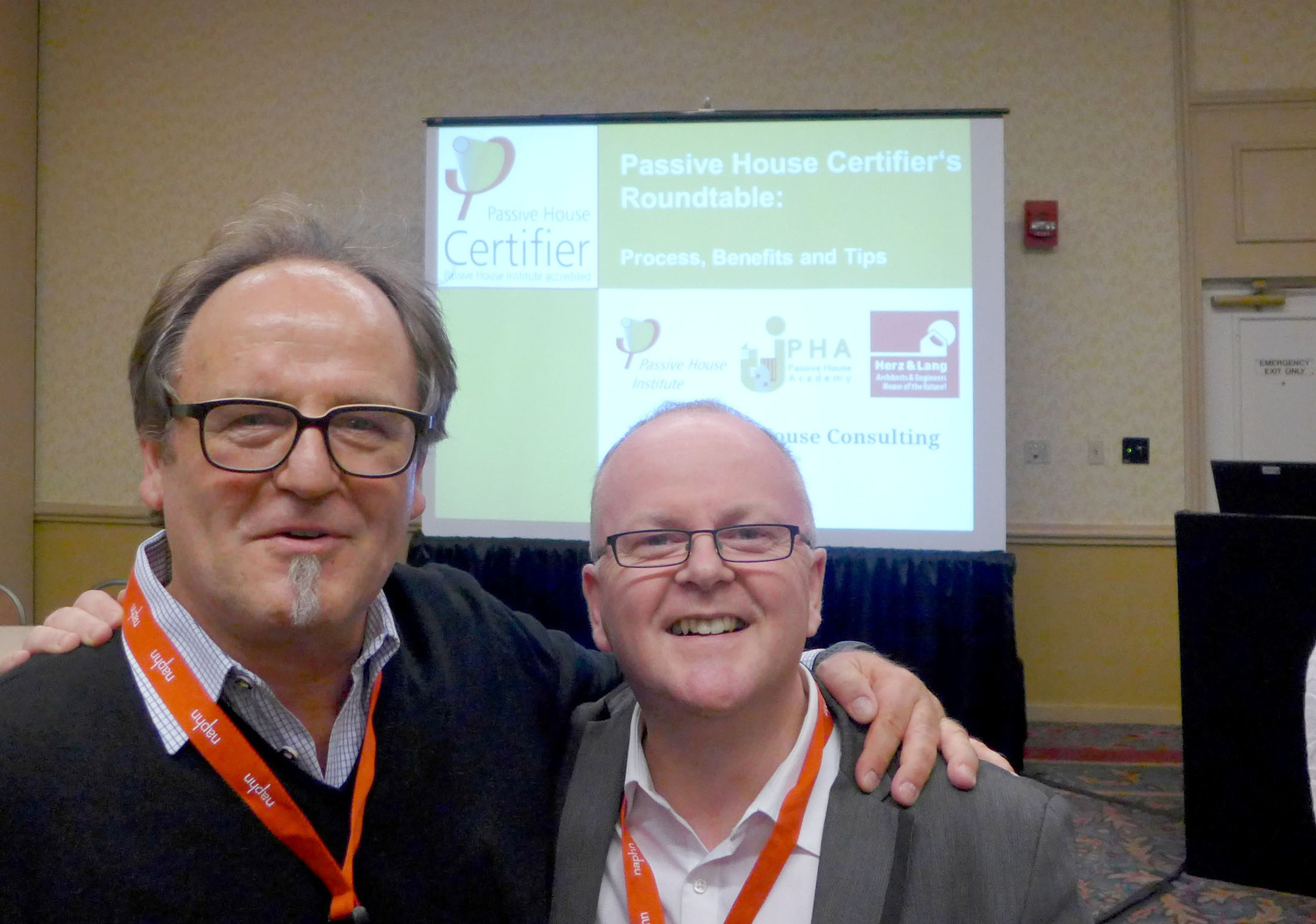 Dieter Herz und Tomas O'Leary von der passiv house academy Irland und New York. Foto: Herz & Lang
