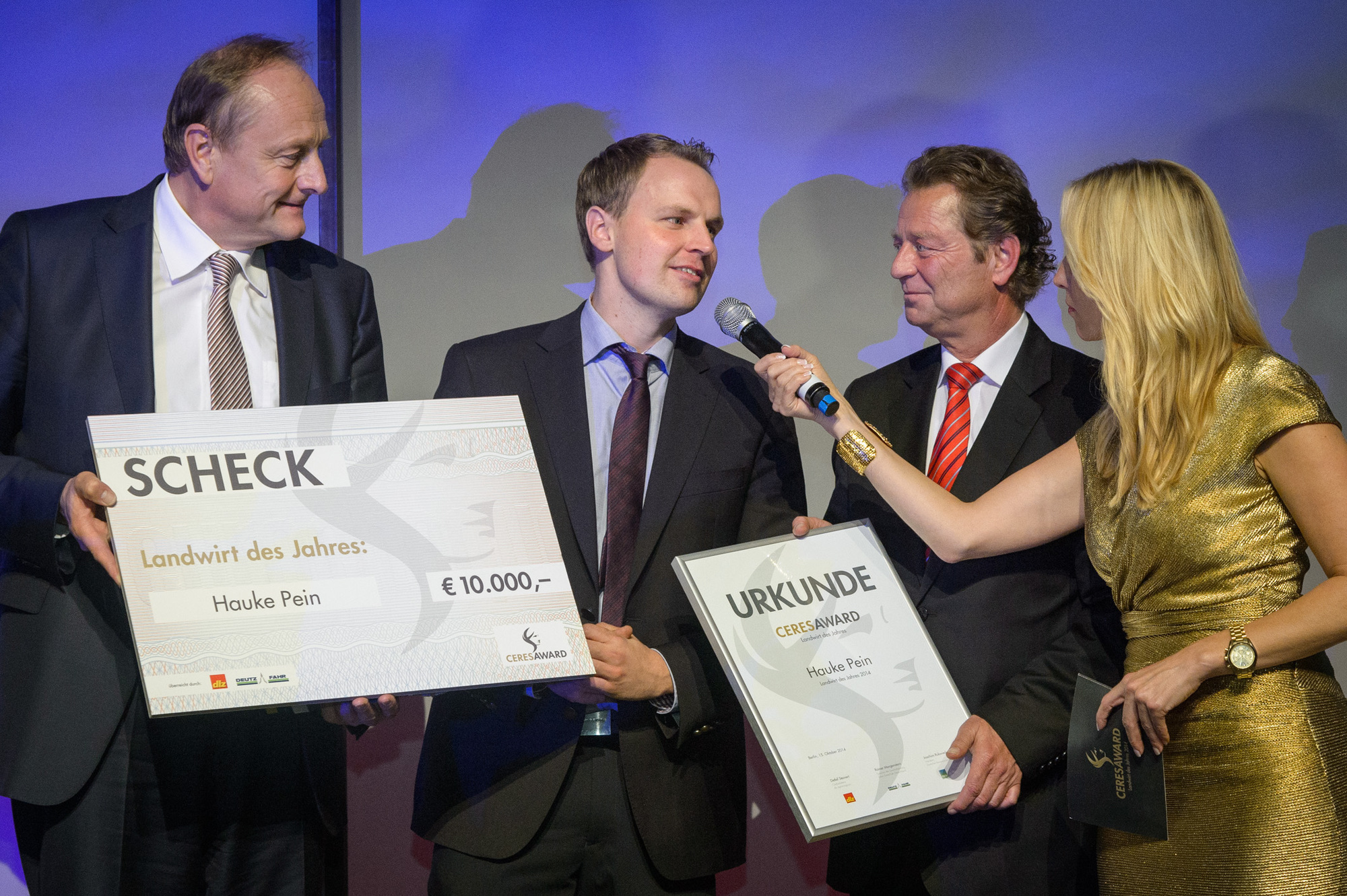 Hauke Pein "Landwirt des Jahres" 2014 bei der Preisverleihung. Foto: SAME DEUTZ-FAHR DEUTSCHLAND GmbH