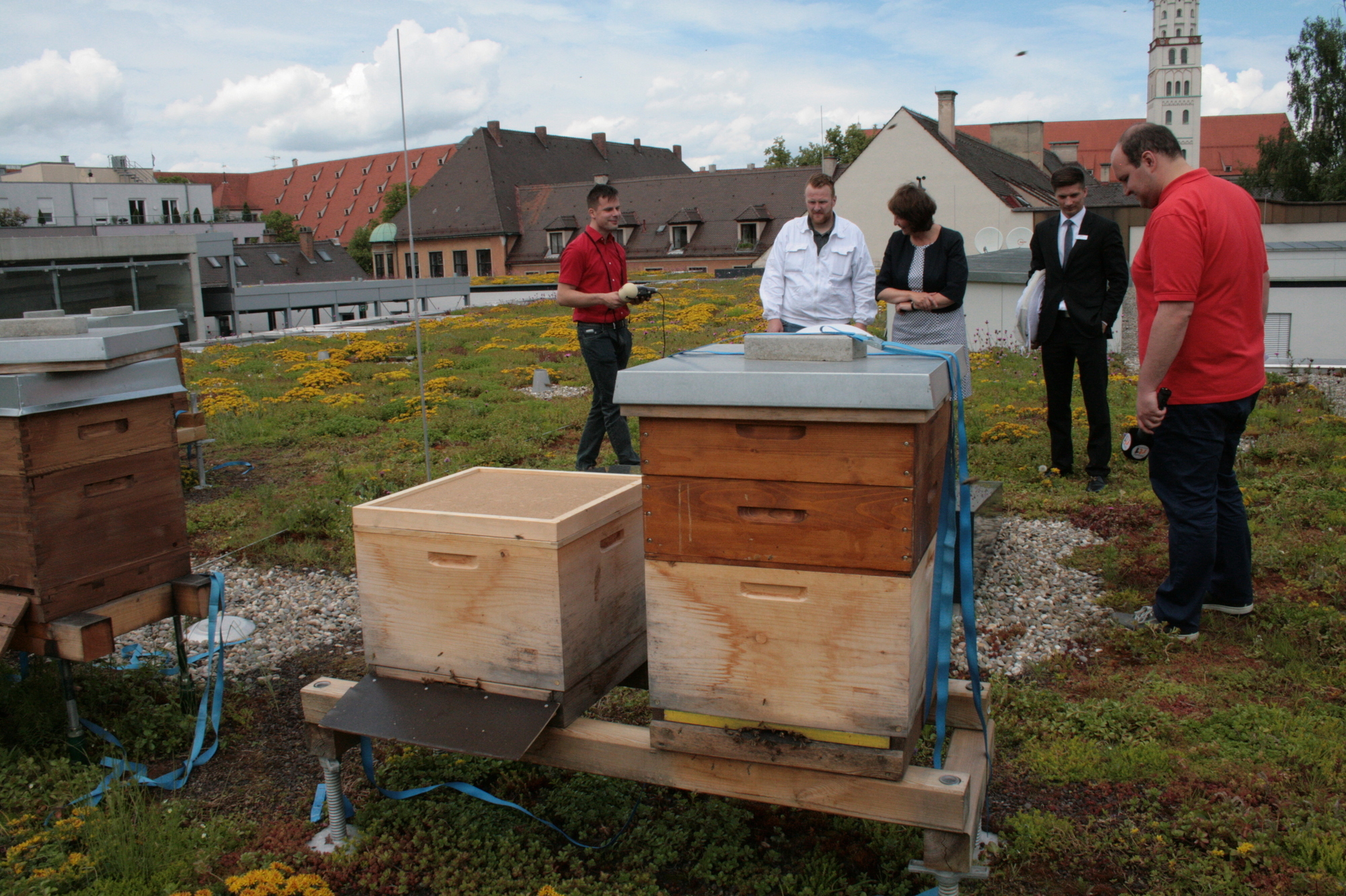 Seit April 2015 gibt es die Bienenstöcke auf dem Hoteldach des Steigenberger Hotel Drei Mohren in Augsburg. Foto: B4B SCHWABEN