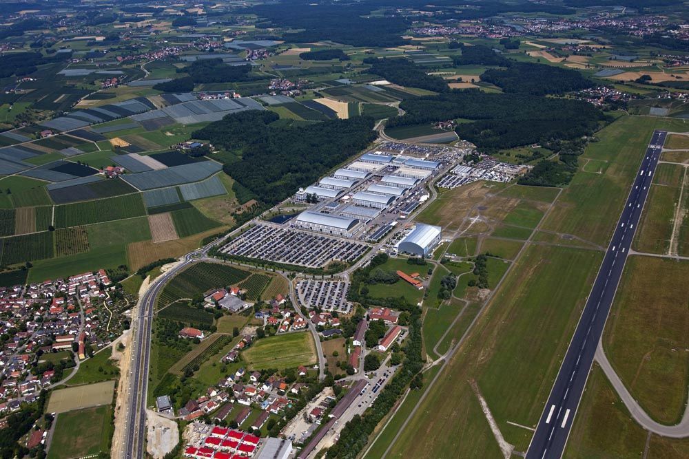 Das Messegelände der Messe Friedrichshafen aus der Vogelperspektive. Foto: Messe Friedrichshafen