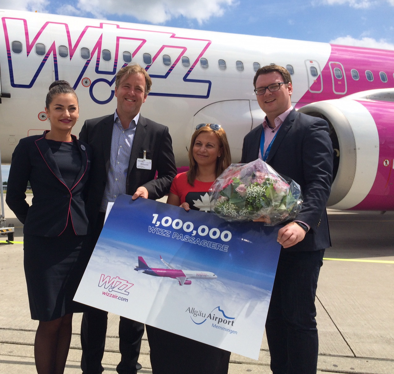 Wizz Air bediente in Memmingen offiziell eine Million Fluggäste. Foto: Allgäu Airport