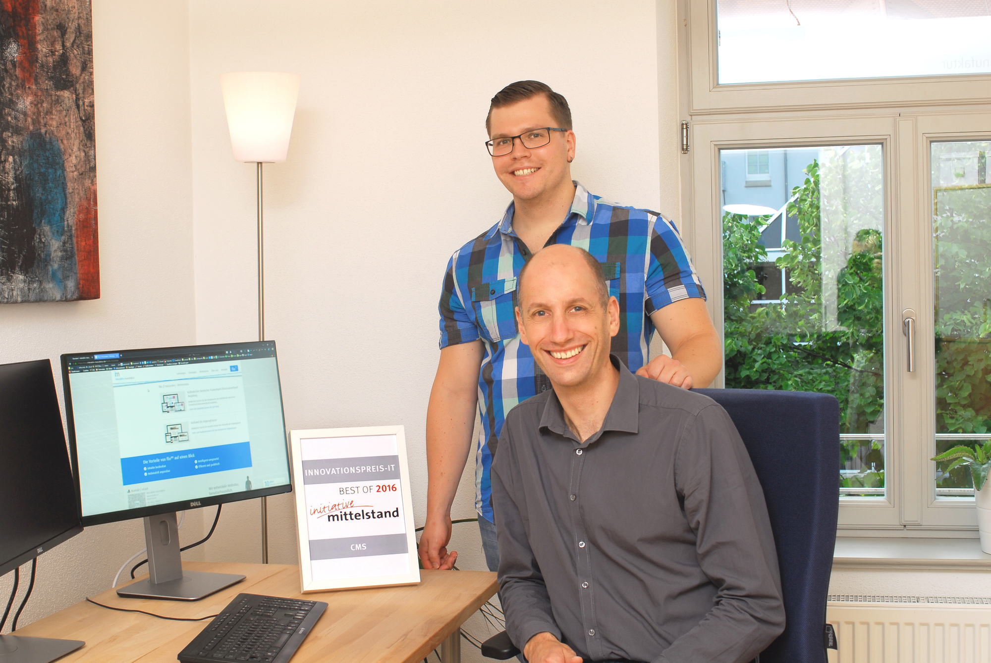 Die Entwickler des Baukastensystems: Michael Eipel und Thomas Tiedtke von der interaktiv manufaktur Foto: Jörg Sattelberger