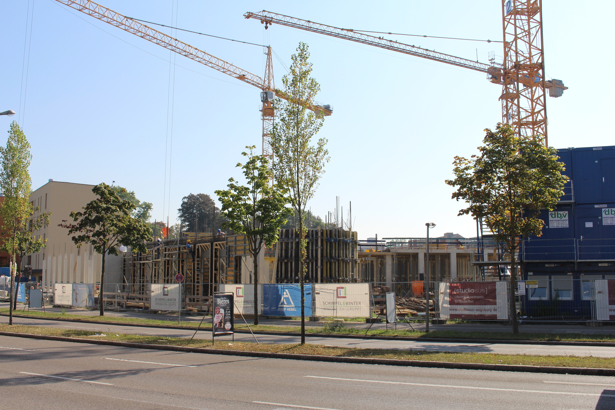 Hinter der City Galerie Augsburg wird seit Monaten an neuen Wohnungen gebaut. Foto: Iris Zeilnhofer/B4B WIRTSCHAFTSLEBEN SCHWABEN