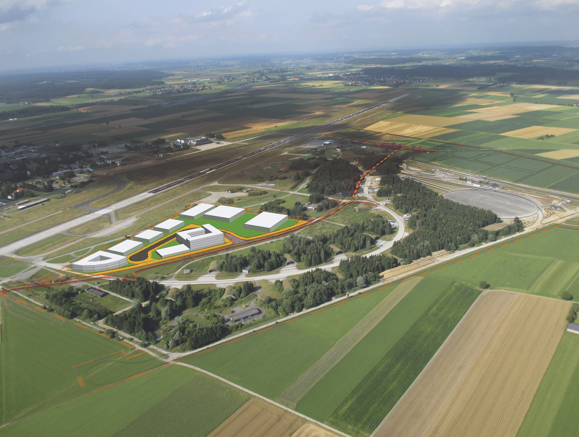 Triebwerk Luftbild mit Bebauungsvorschlag. Foto: Wild Projektentwicklungs GmbH