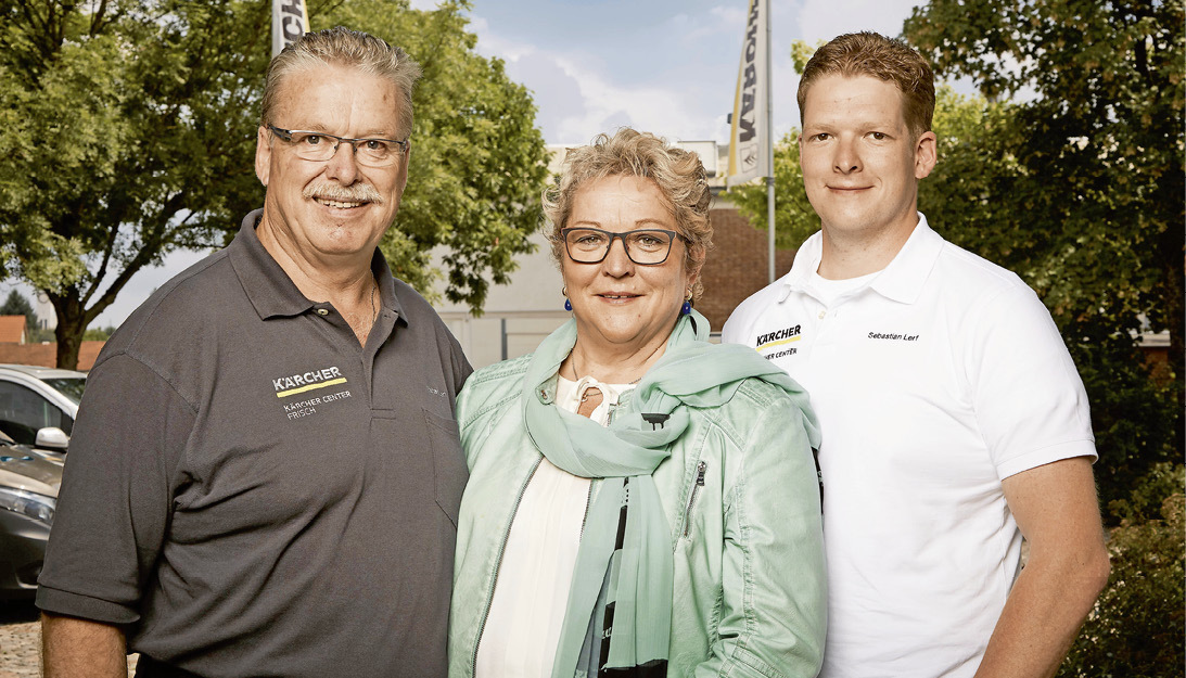 (v.l.) Sybille Frisch-Lerf, Walter Lerf und Sohn Sebastian Lerf. Bilder: Kärcher Center Frisch