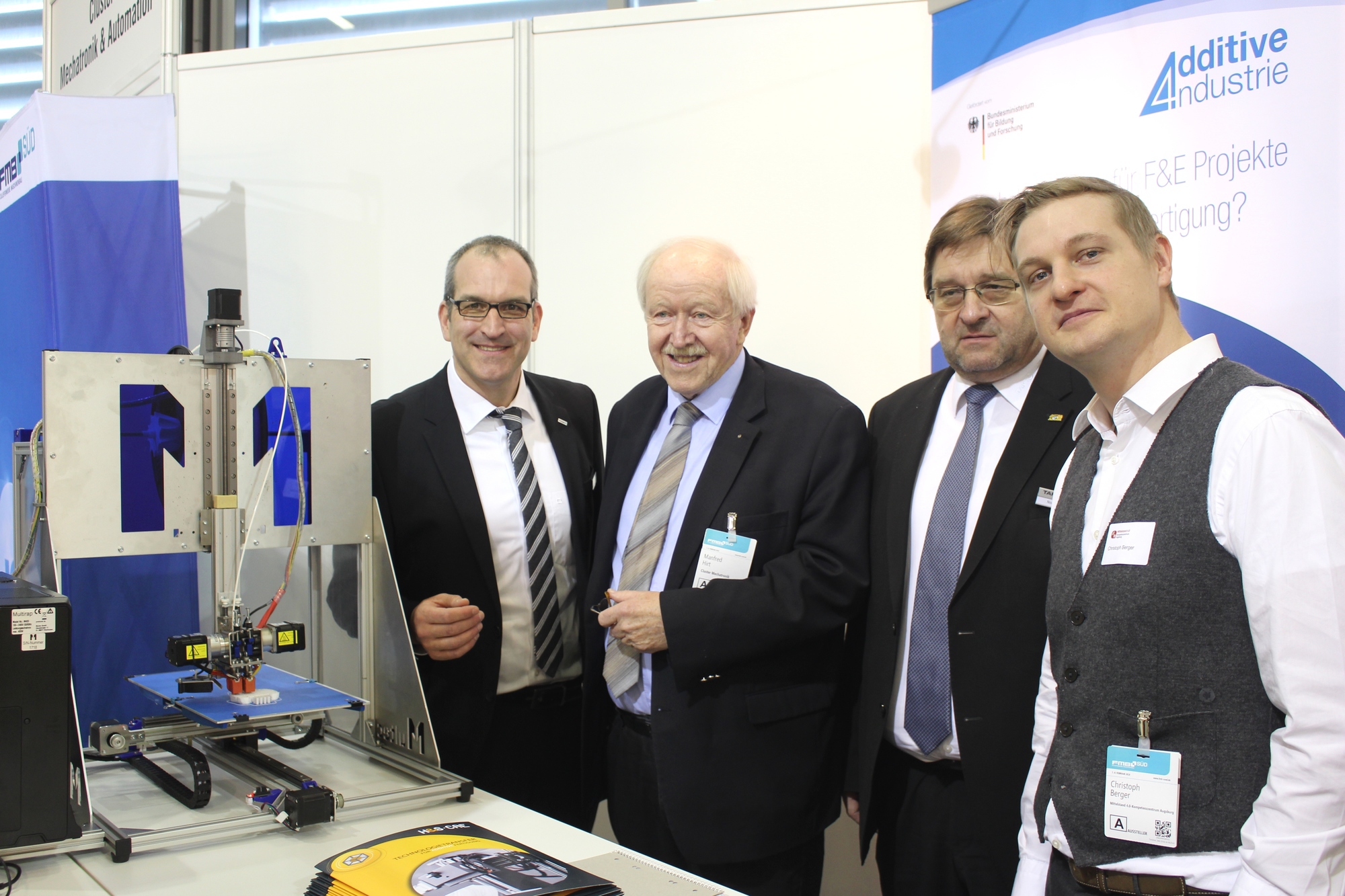 Christian Enßle, Prof. Dr. Manfred Hirt, Norbert Hofstetter und Christoph Berger eröffneten die FMB-Süd. Foto: Weingarten / B4B