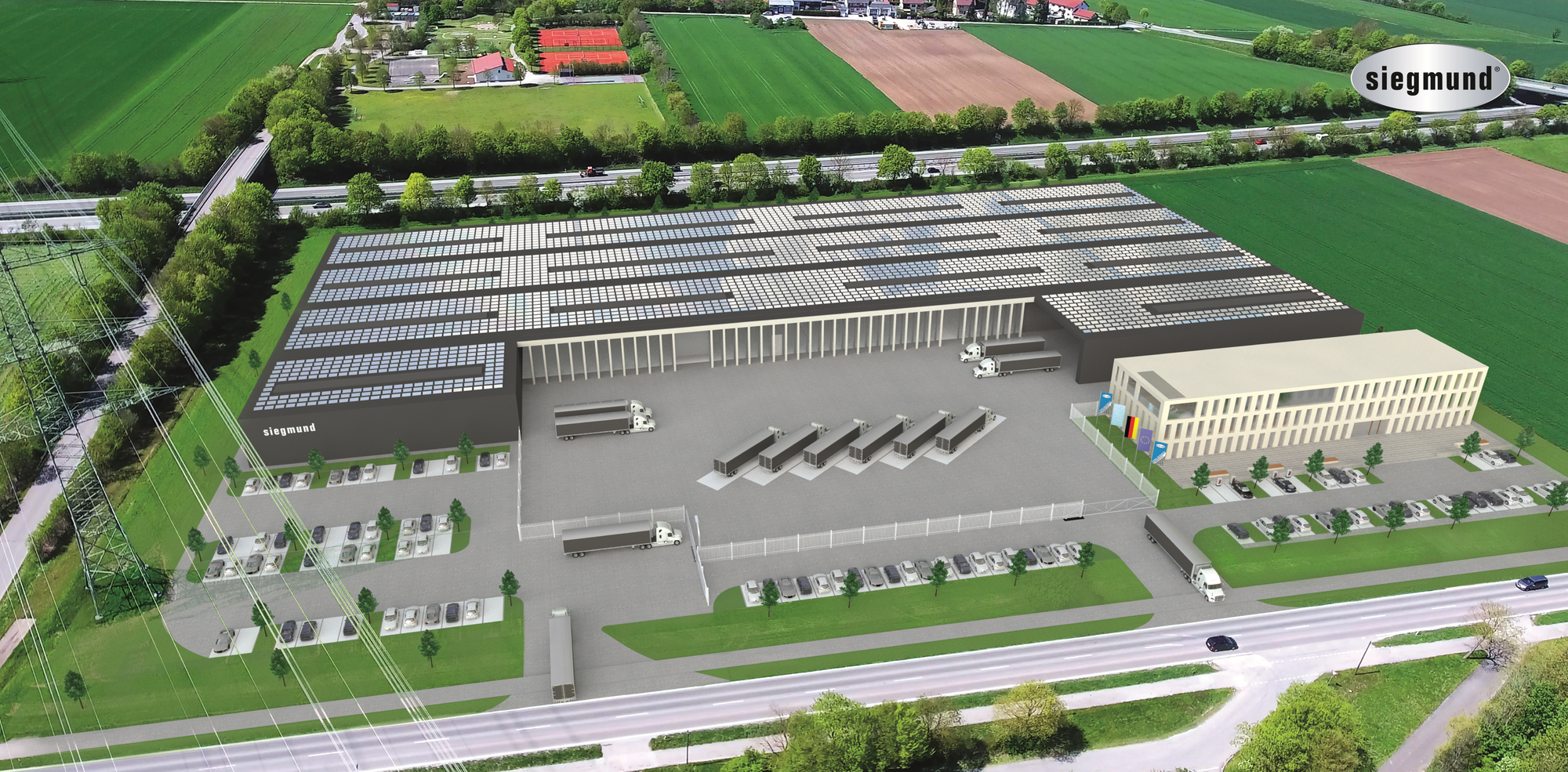Visualisierung der neuen Firmenzentrale in Oberottmarshausen. Foto: Bernd Siegmund GmbH