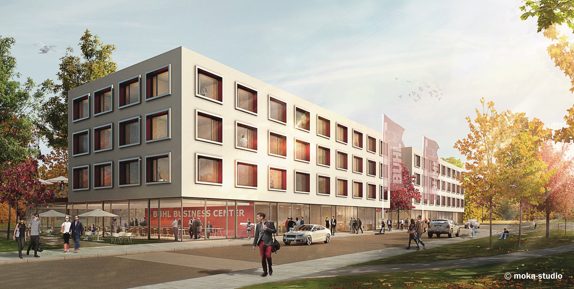 Das BUHL BUSINESS CENTER in Augsburg. Visualisierung: moka-studio