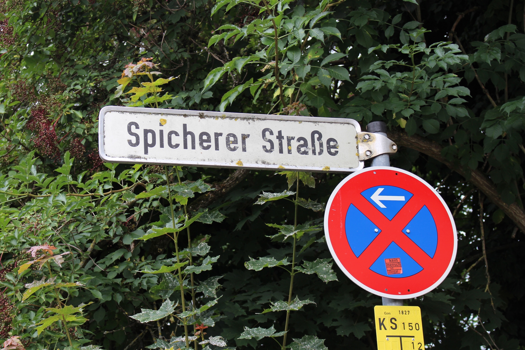 Straßenschild der Spicherer Straße vor der Schule. Foto: Iris Zeilnhofer/B4B WIRTSCHAFTSLEBEN SCHWABEN