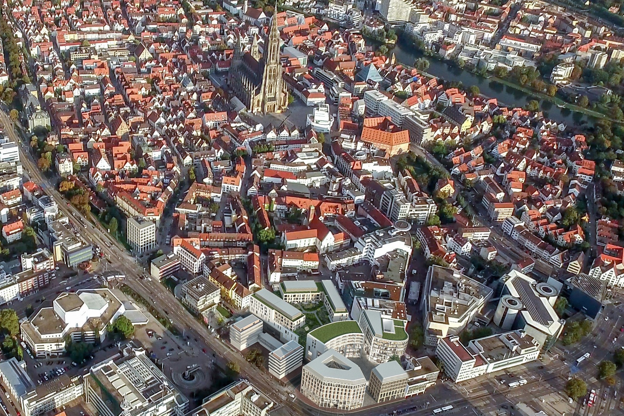 Luftperspektive Richtung Ulmer Innenstadt. Foto: Stadt Ulm