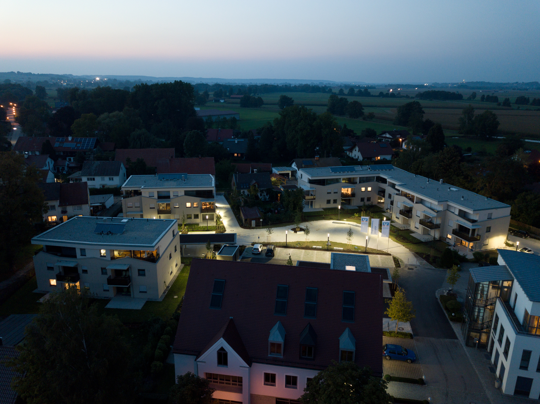 Luftaufnahme der Wohnanlage. Foto: Raiffeisenbank Pfaffenhausen