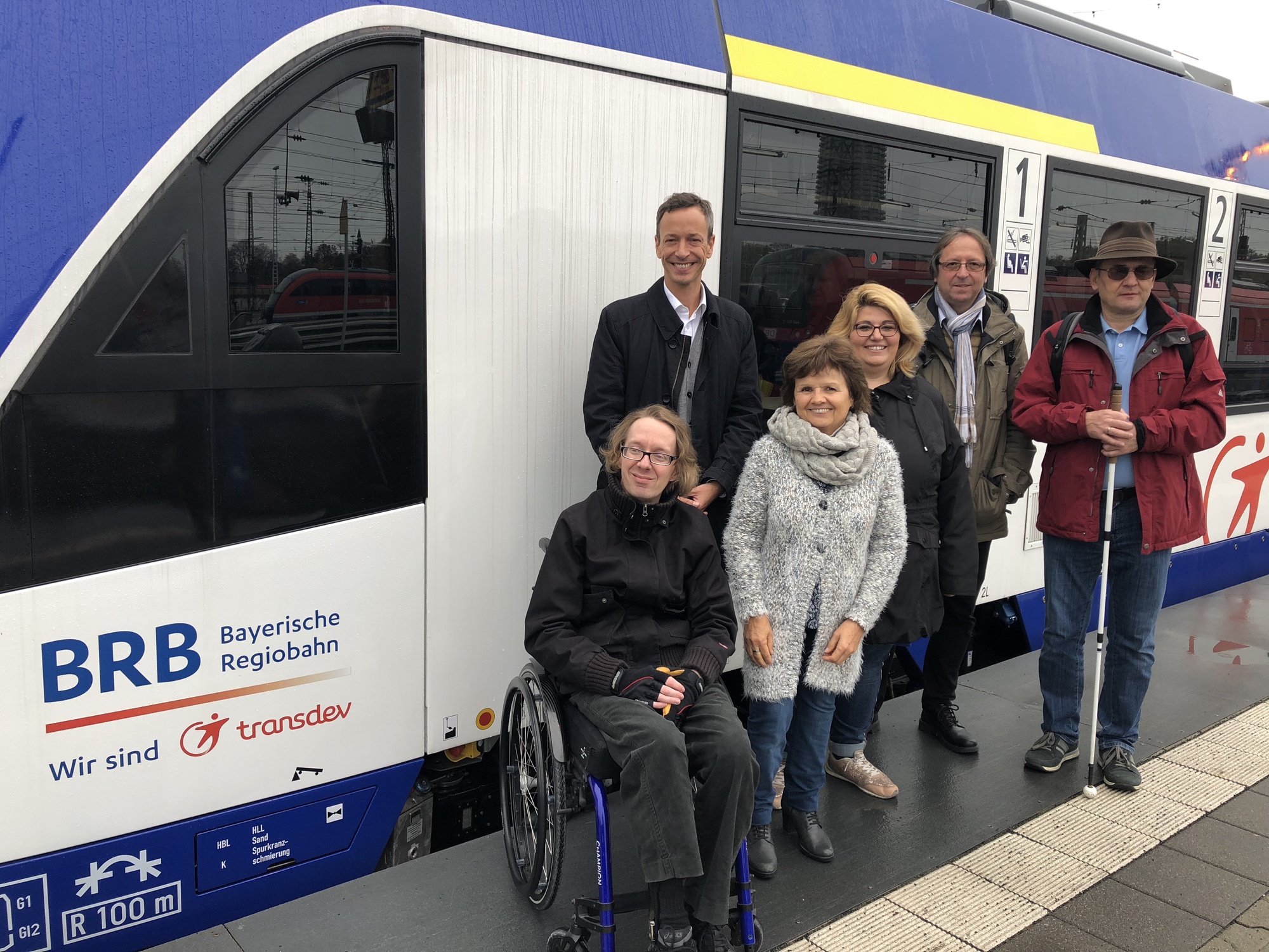 J. Voit, Ch. Raabe, C. Nickl, A. Tallio, D. Stanzel und P. Bleymaier bei der Begehung. Foto: Bayerische Regiobahn GmbH