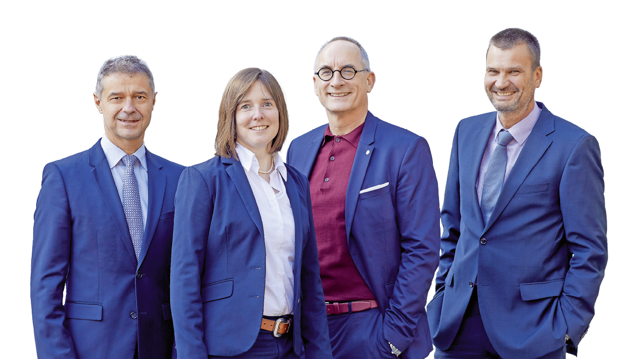 Top aufgestellt präsentieren sich ABT und NBT in Memmingen, hier die Führungscrew von links: Wirtschaftsprüfer Martin Negele, Wirtschaftsprüferin und Steuerberaterin Amelie Kast, Rechtsanwalt Johannes Stefko und Steuerberater Siegfried Braun. Foto: ABT/NBT<br />