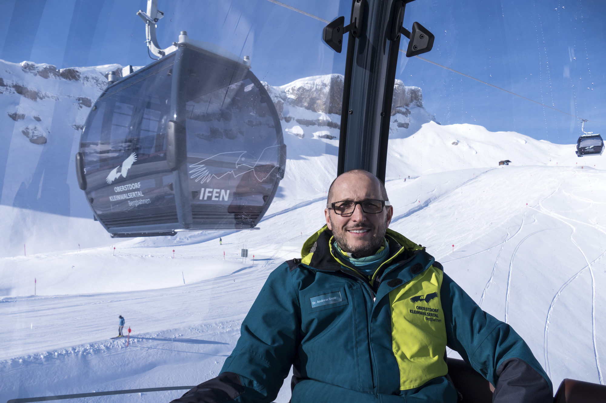 Dr. Andreas Gapp im Skilift. Foto: Oberstdorf Kleinwalsertal Bergbahnen