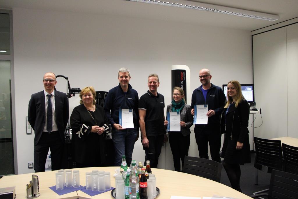 Tobias Völker, Claudia Haimer, Dieter Janecek, Ludwig Regau, Carina Mazzucato, Andreas Rade, Kathrin Haimer. Foto: HAIMER GmbH
