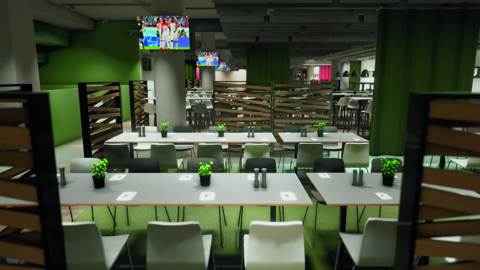 Mir der Virtual Reality Brille können die Gäste einen Blick in die geplante VIP Lounge werfen. Foto: XCYDE GmbH