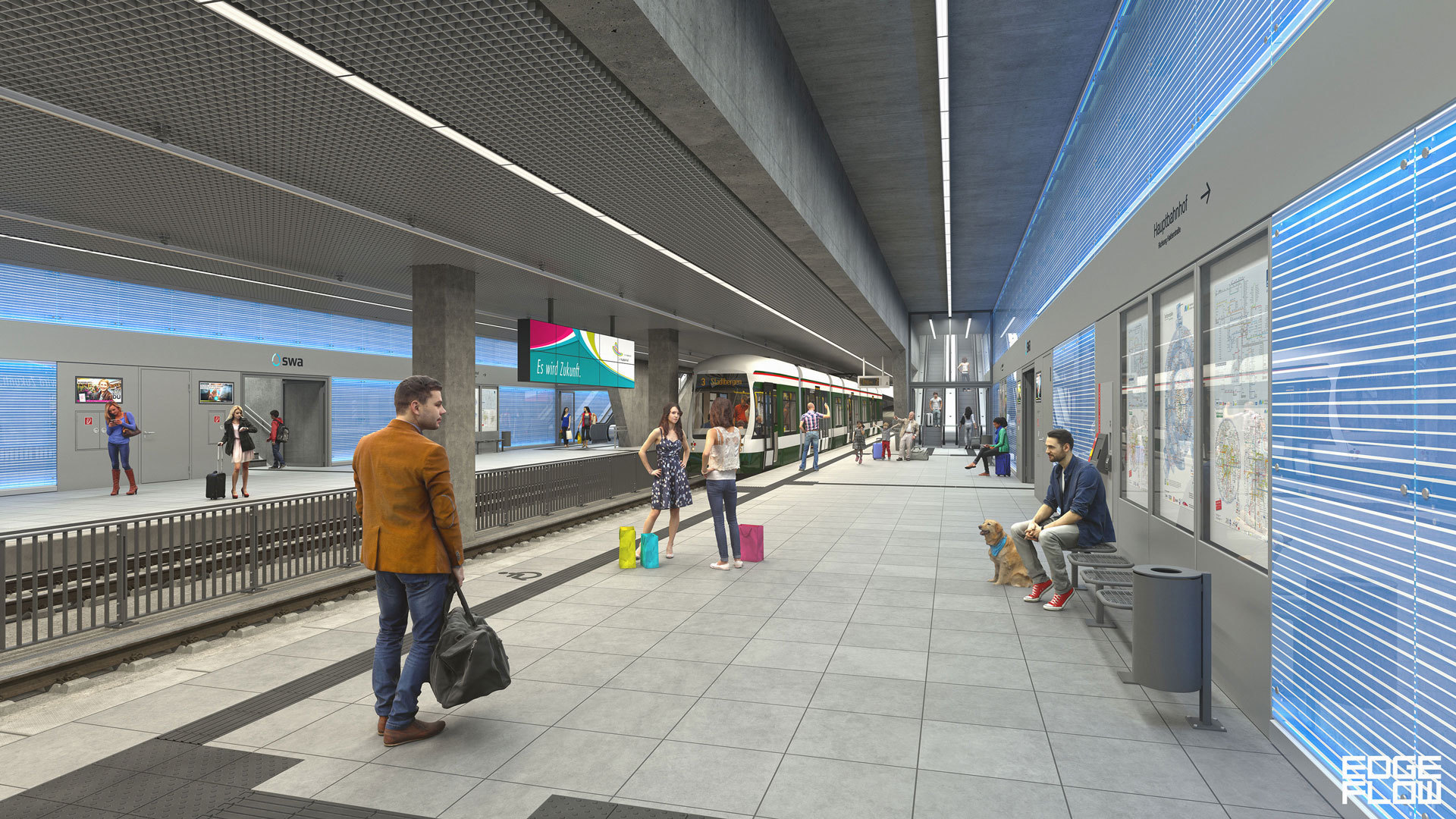 Beispiel einer Architekturvisualisierung - Augsburger Hauptbahnhof. Foto: EDGEFLOW