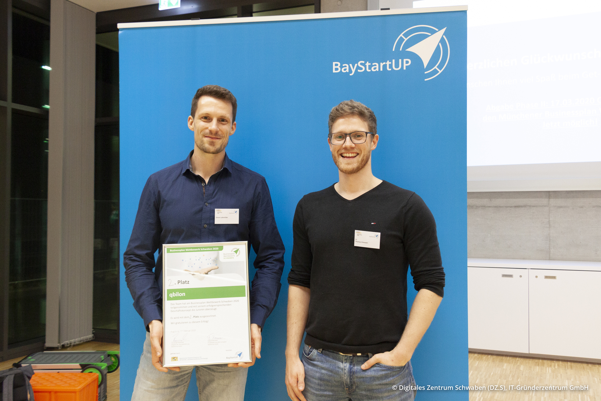 Der zweite Platz ging an das Startup qbilon. Foto:Foto: Digitales Zentrum Schwaben (DZ.S) - IT-Gründerzentrum GmbH