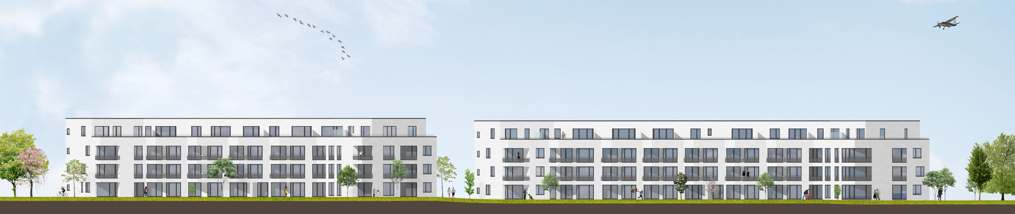 So soll die neue Wohnanlage aussehen. Visualisierung: Wohnbaugruppe Augsburg.