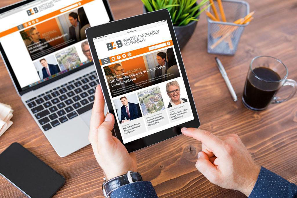 Wir sind weiter für Sie da - Erfahren Sie, was das regionale Wirtschaftsleben bewegt, auf B4BSCHWABEN.de oder über unsere Progressive-Web-App. Bilquelle: stock.adobe.com
