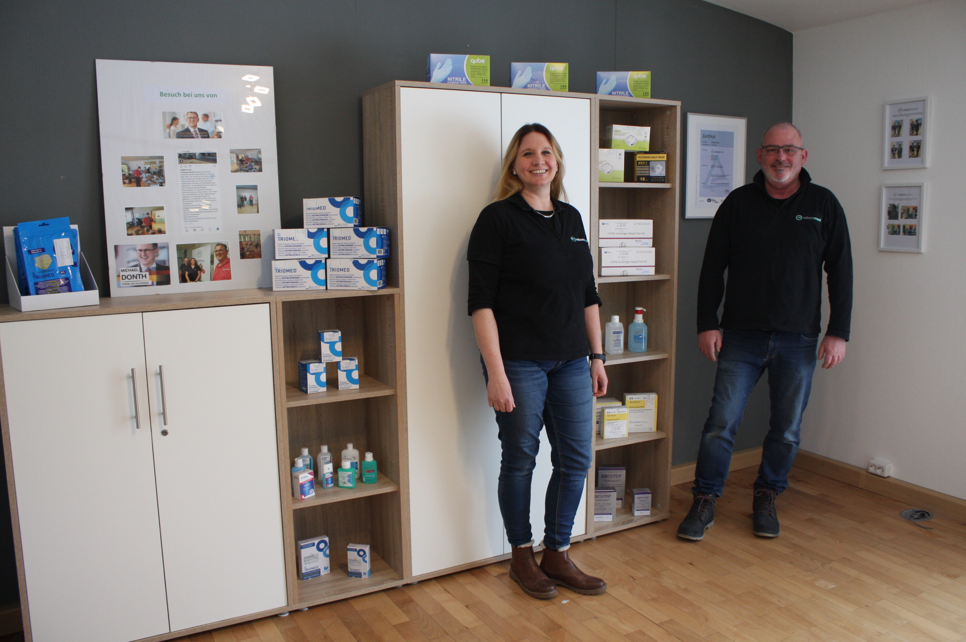 Die rekonmed GmbH will Unternehmen sicher durch die Pandemie bringen. Zu sehen sind Sandra und Matthias Scheffold. Foto: rekonmed GmbH