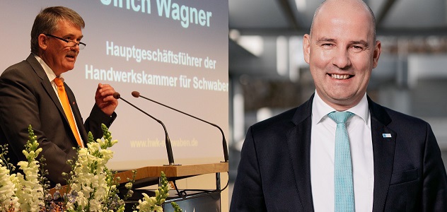 Ulrich Wagner, Hauptgeschäftsführer der Handelskammer für Schwaben, und  Dr. Marc Lucassen, Hauptgeschäftsführer der IHK Schwaben (rechts). Foto HWK/IHK Schwaben