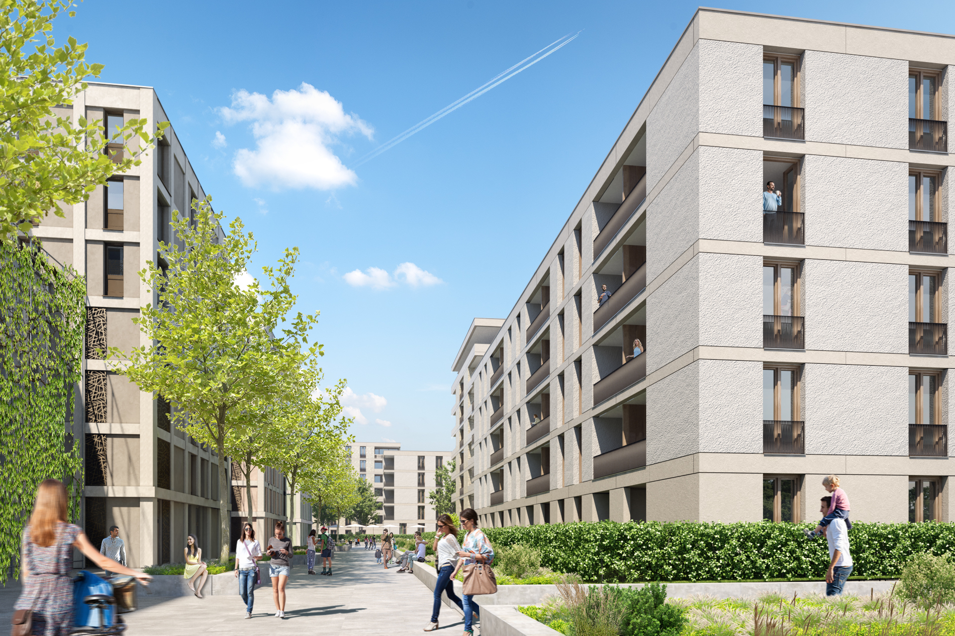 Das Vierlinden-Quartier soll durch einen den hohen Grünanteil bestechen .Visualisierung: i+R.
