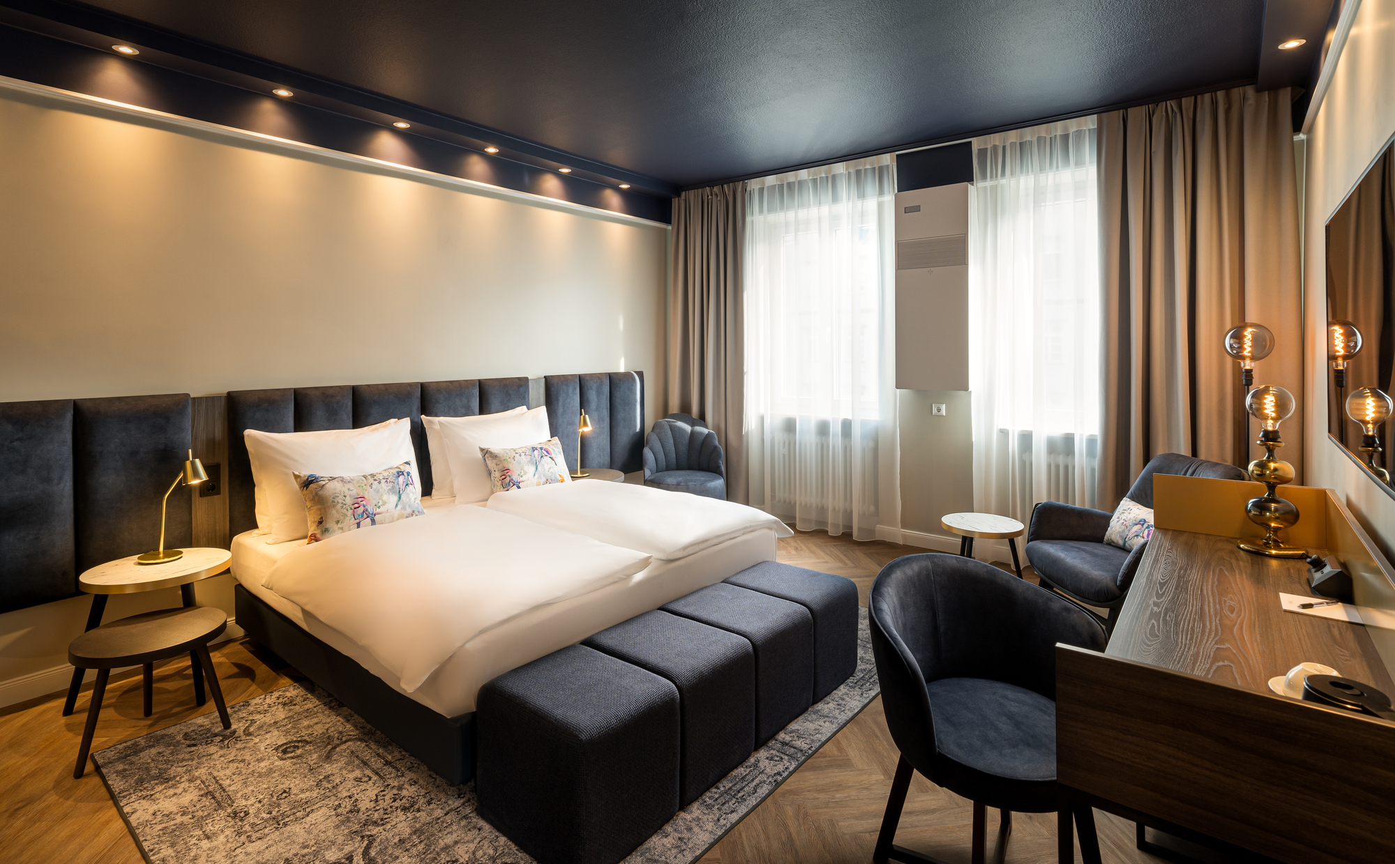 Modern ausgestattes Doppelbettzimmer der Maison Viktoria. Foto: Maison Viktoria