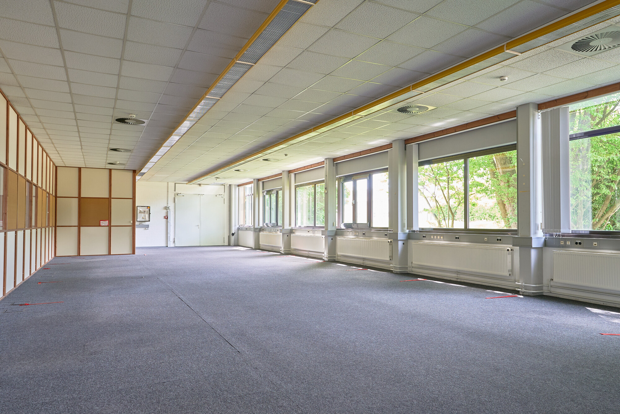 Helle Büros mit Blick ins Grüne bieten eine inspirierende Arbeitsumgebung.