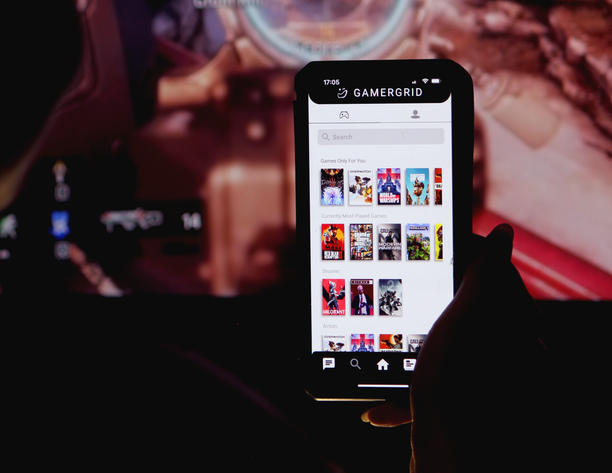 Das soziale Netzwerk Gamergrid auf einem Smartphone.