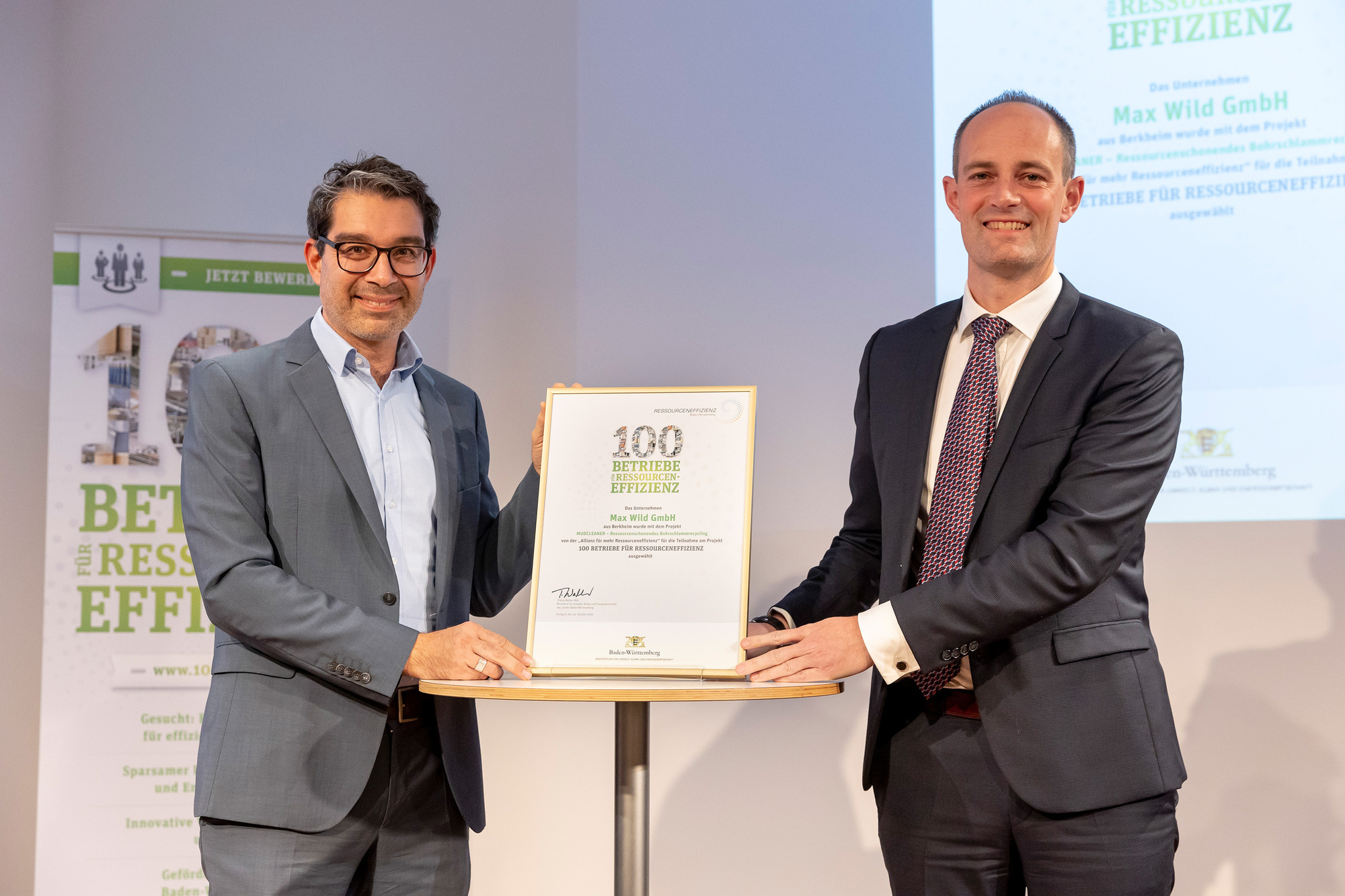 V. l. n. r.: Dr. Andre Baumann (Staatssekretär im Ministerium für Umwelt, Klima und Energiewirtschaft des Landes Baden-Württembe