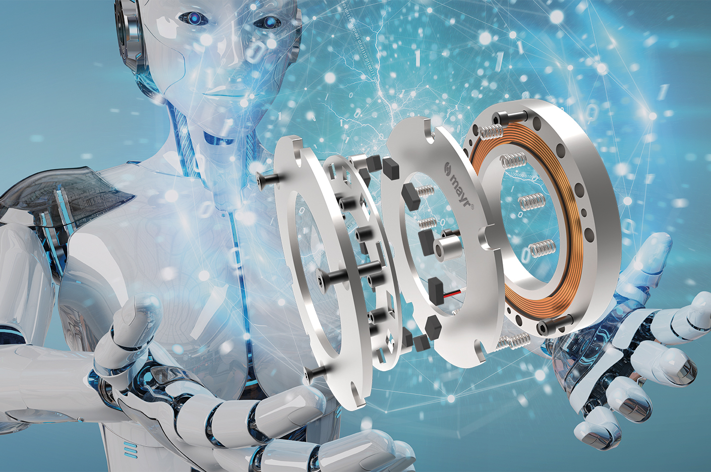Roboterbremsen von mayr® Antriebstechnik halten Servoachsen zuverlässig und sicher in ihrer Position. Foto: mayr® Antriebstechni