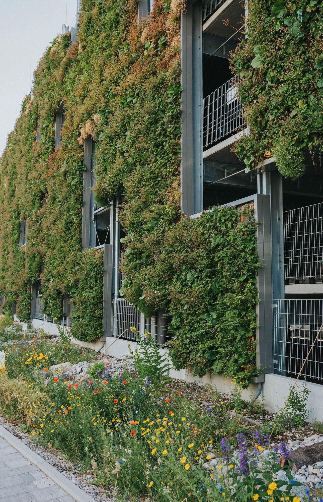Die begrünte Fassade des Parkhauses im TONI Park. Foto: TONI Park